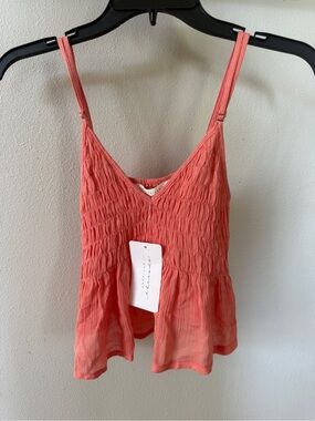 American Threads XSmall Small Boho Tank Flowy Summer Coral Orange Tank Top